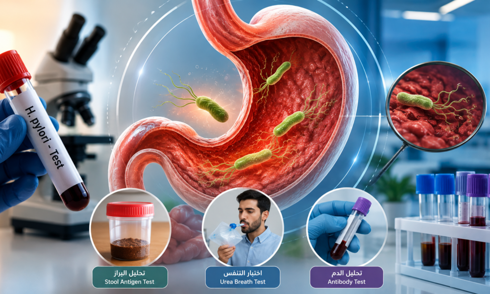 تحاليل جرثومة المعدة الفرق بين تحليل البراز واختبار التنفس وتحليل الدم.. وأيهما أدق؟