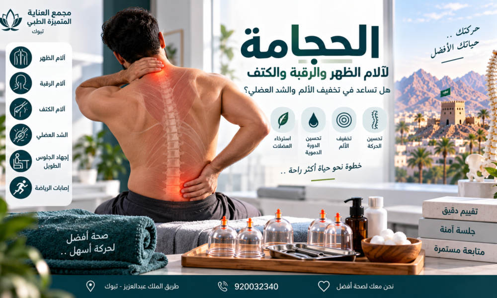 الحجامة لآلام الظهر والرقبة والكتف والشد العضلي في تبوك