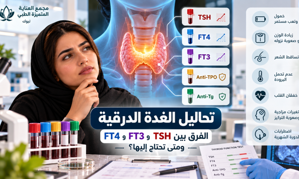 تحاليل الغدة الدرقية TSH وFT3 وFT4 في مختبر بتبوك