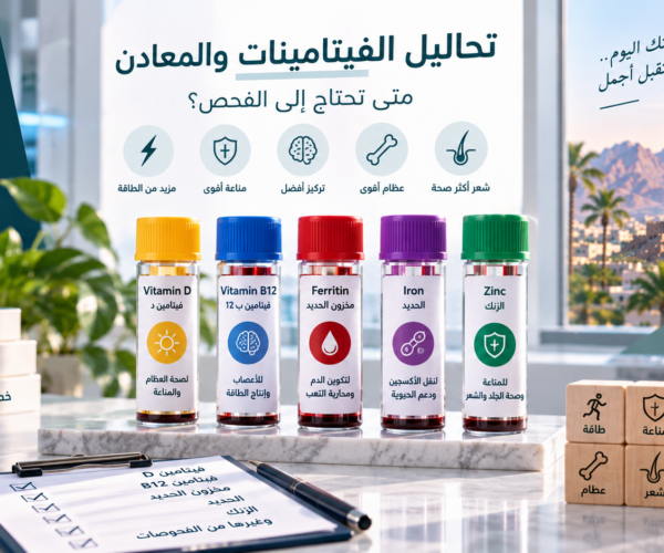 تحاليل الفيتامينات والمعادن وفيتامين D وB12 والحديد والزنك في تبوك