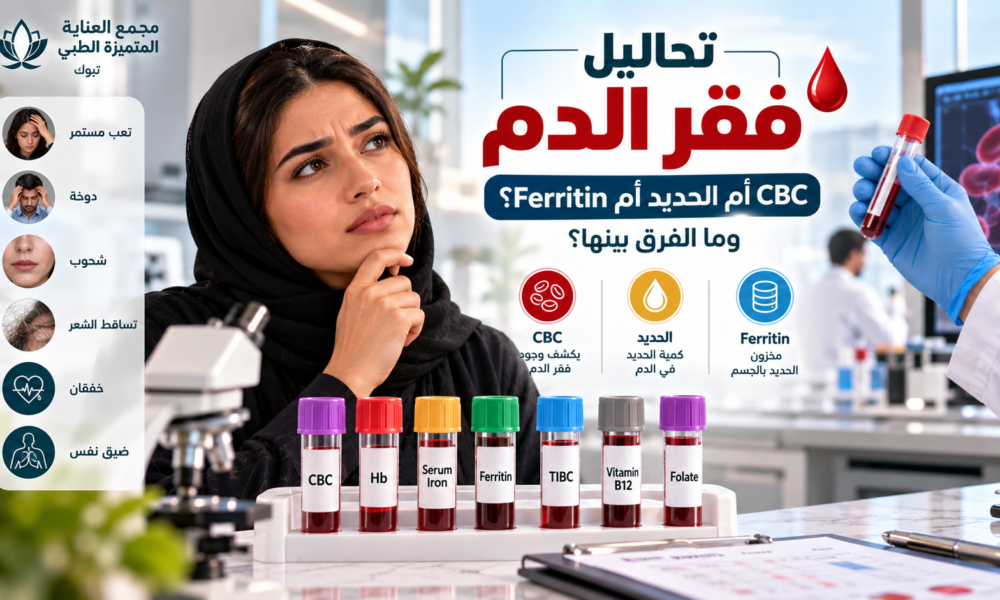 تحاليل فقر الدم CBC والحديد ومخزون الحديد Ferritin في تبوك