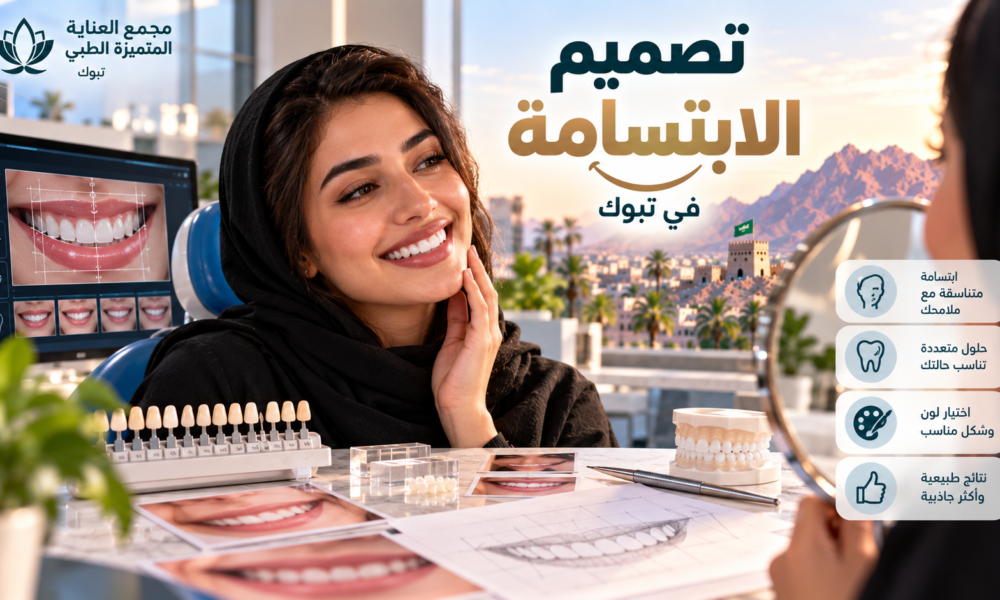 تصميم الابتسامة في تبوك واختيار شكل ولون الأسنان المناسب للوجه
