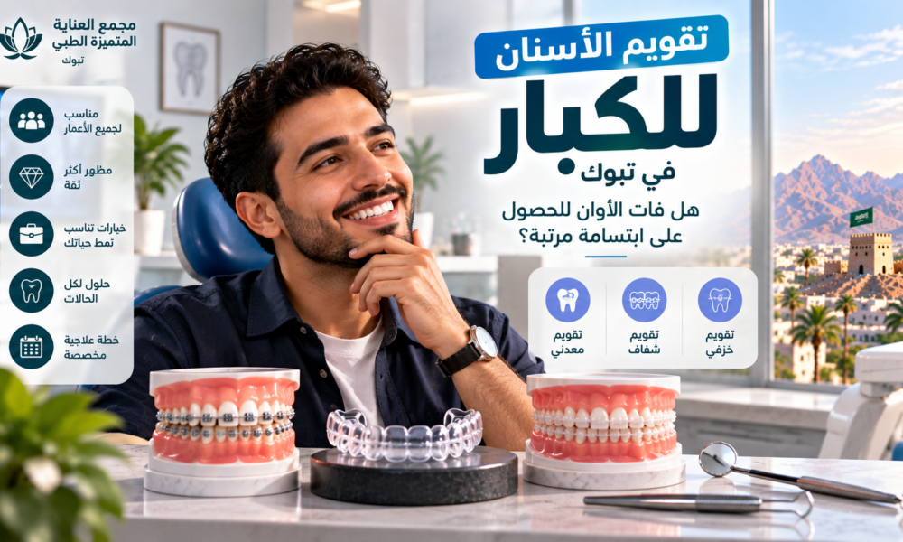 تقويم الأسنان للكبار في تبوك والتقويم الشفاف للبالغين